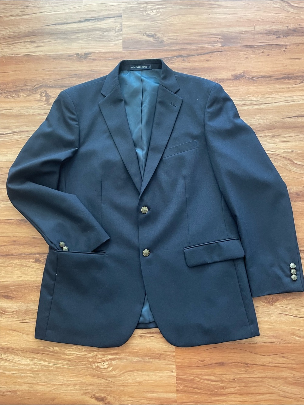 Dockers Men's Navy Sport Coat with Brass Buttons 42R, Navy Blue, pre owned
